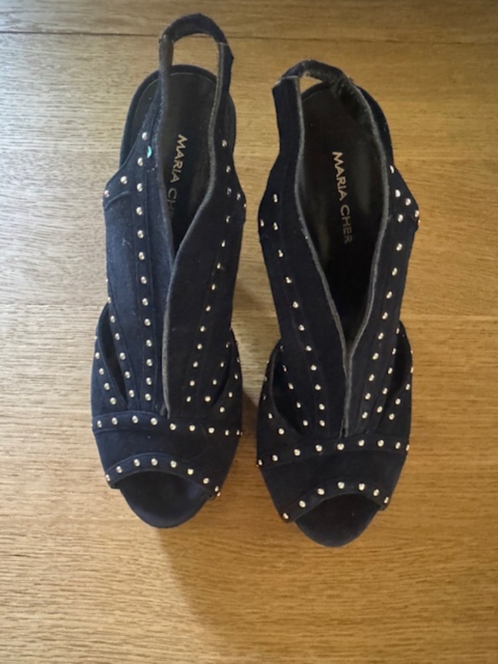 Maria Cher navy blue heels with silver stud detailing. Size 9
